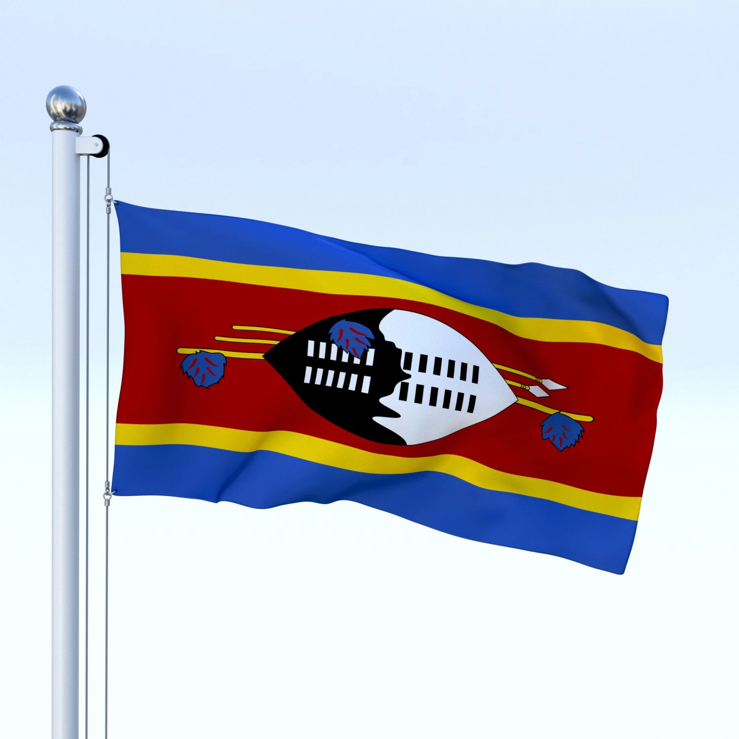 animated swaziland flag 3D Model .c4d .max .obj .3ds .fbx .stl .blend