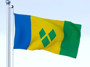 animated saint vincent and the grenadines flag 3D Model
