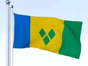 animated saint vincent and the grenadines flag 3D Model