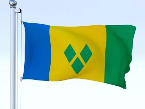 animated saint vincent and the grenadines flag 3D Model