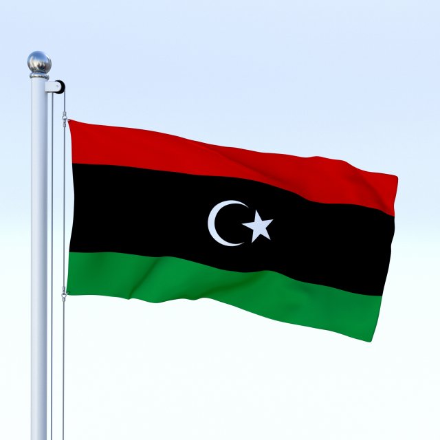 animated libya flag Model 3D .c4d .max .obj .3ds .fbx .stl .blend 