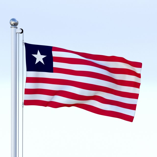 animated liberia flag Modelo 3D .c4d .max .obj .3ds .fbx .stl .blend 