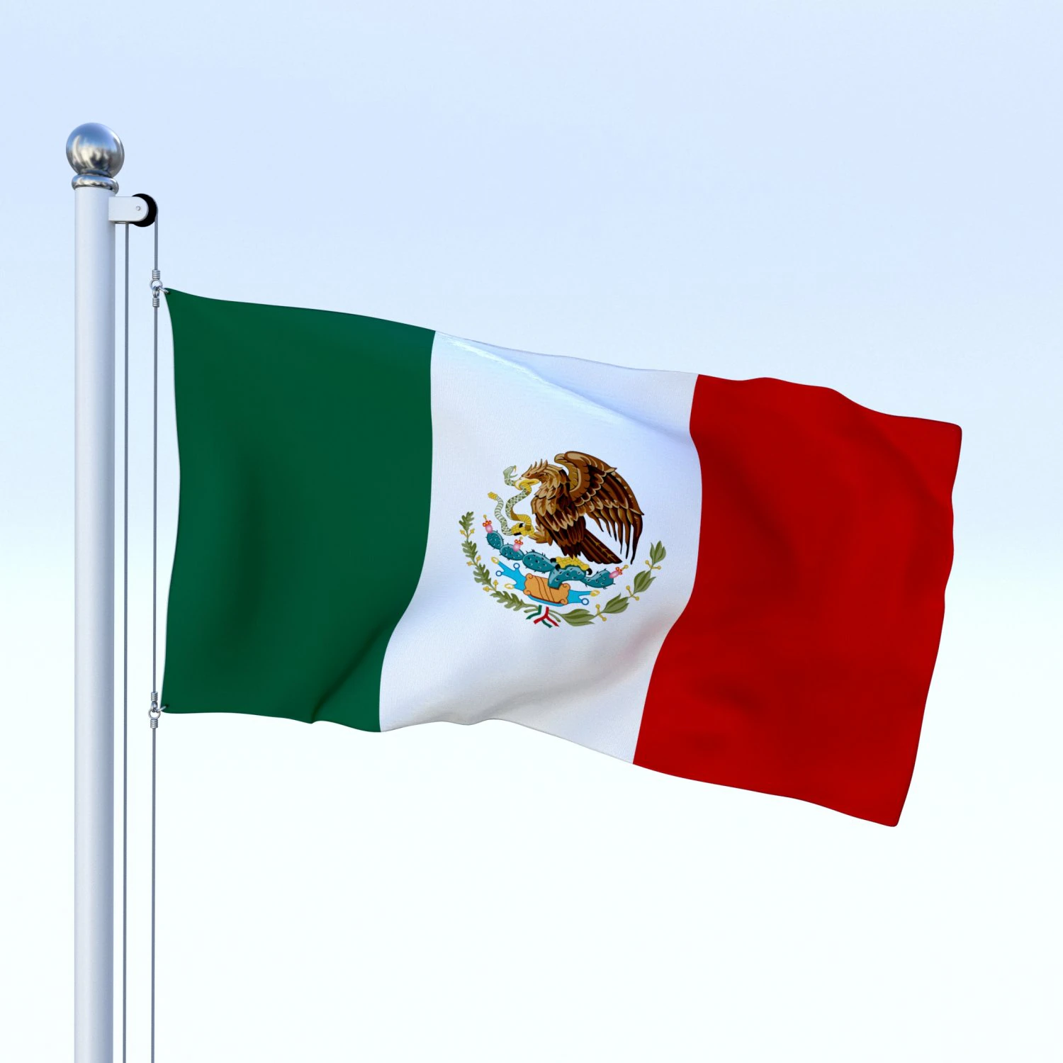 animated mexico flag 3D Model .c4d .max .obj .3ds .fbx .stl .blend 