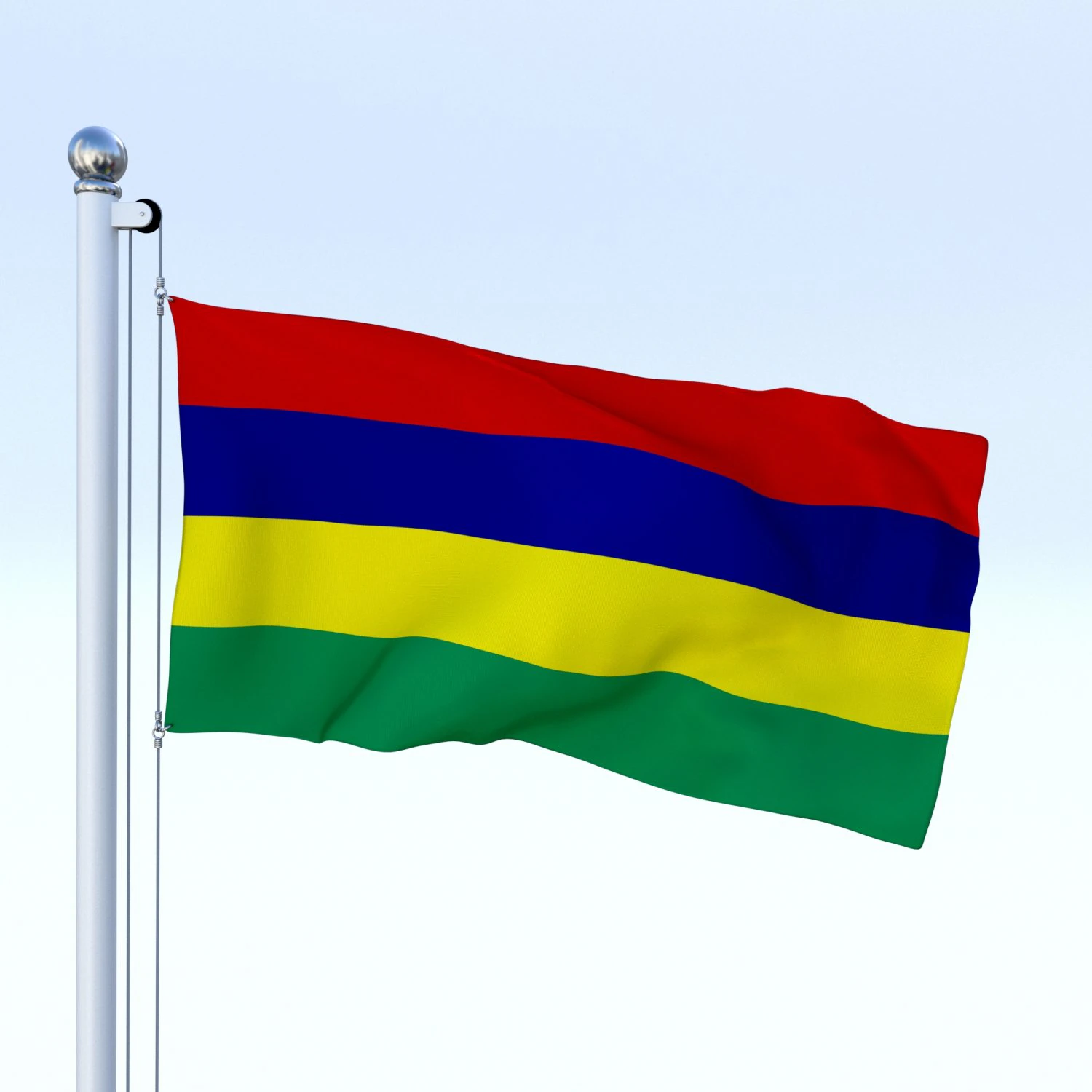 animated mauritius flag 3D Model .c4d .max .obj .3ds .fbx .stl .blend 