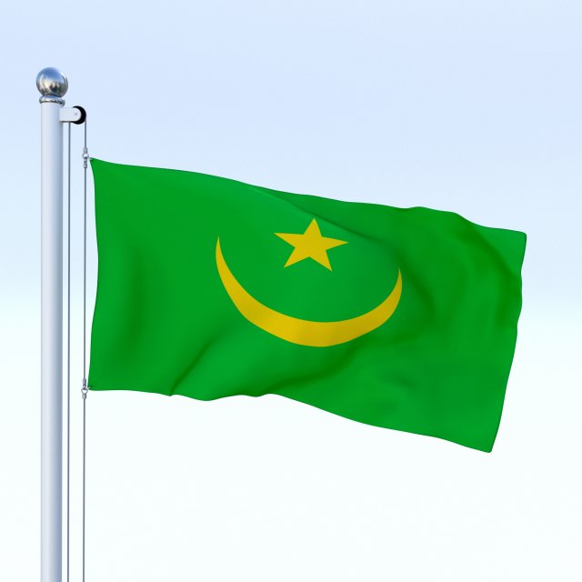 animated mauritania flag 3D Модель .c4d .max .obj .3ds .fbx .stl .blend 