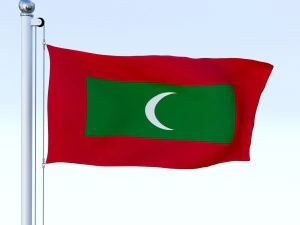 animated maldives flag 3D Model
