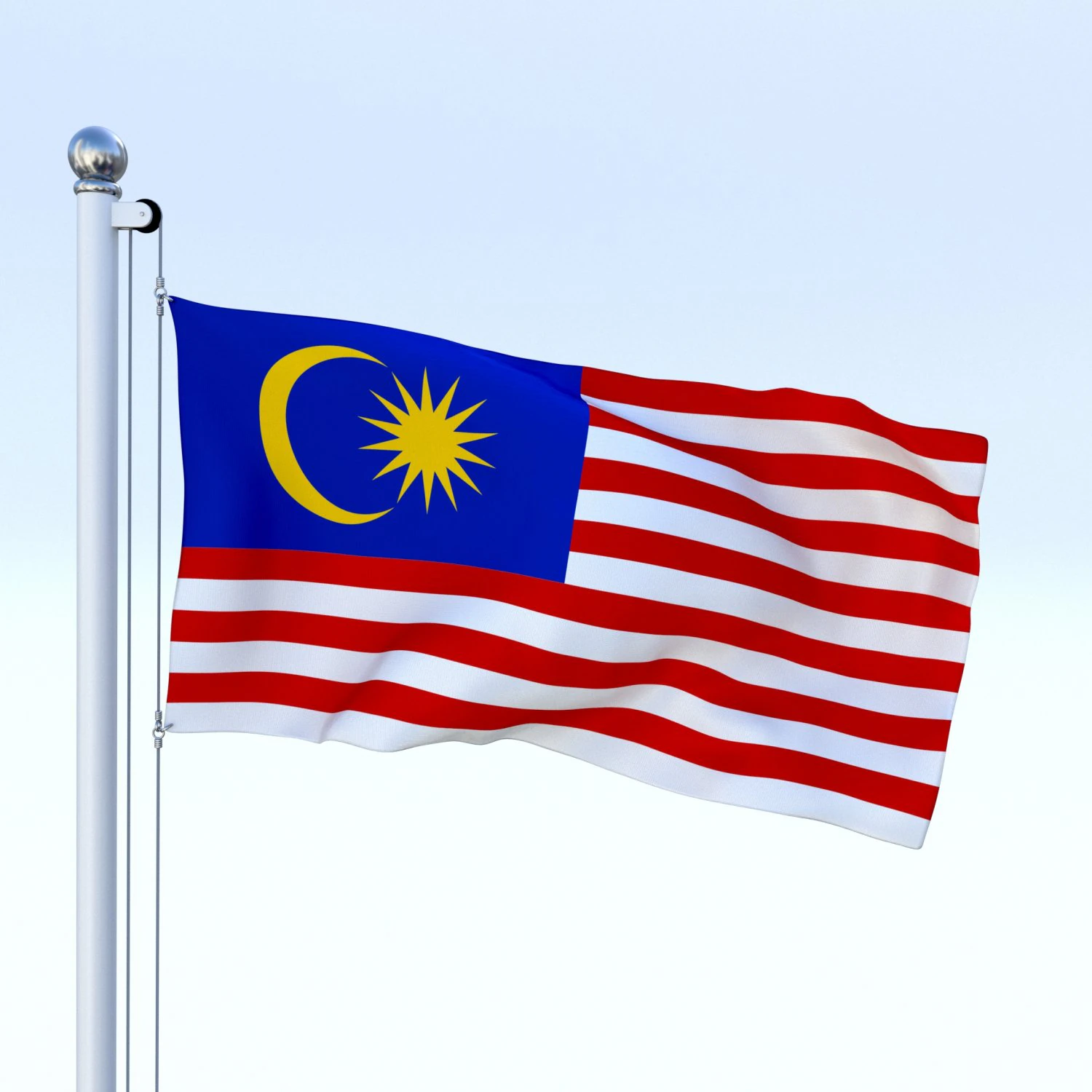 animated malaysia flag 3D Model .c4d .max .obj .3ds .fbx .stl .blend