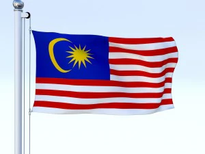 animated malaysia flag 3D Model