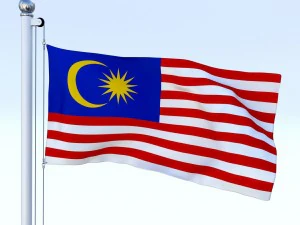 animated malaysia flag 3D Model