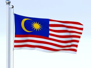 animated malaysia flag 3D Model