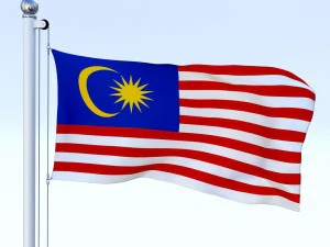 animated malaysia flag 3D Model