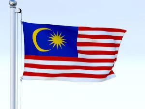 animated malaysia flag 3D Model