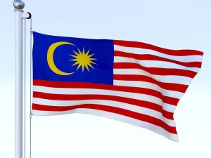 animated malaysia flag 3D Model