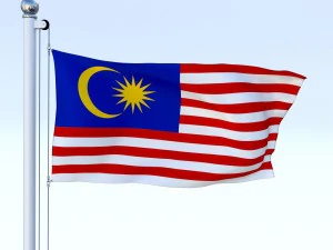 animated malaysia flag 3D Model