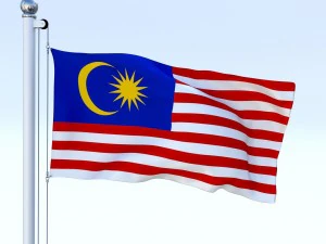 animated malaysia flag 3D Model