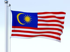 animated malaysia flag 3D Model
