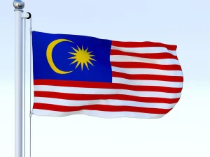 animated malaysia flag 3D Model