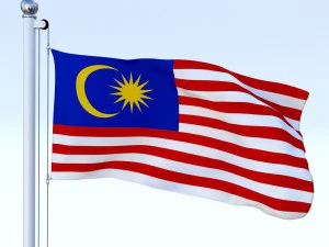animated malaysia flag 3D Model