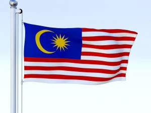 animated malaysia flag 3D Model