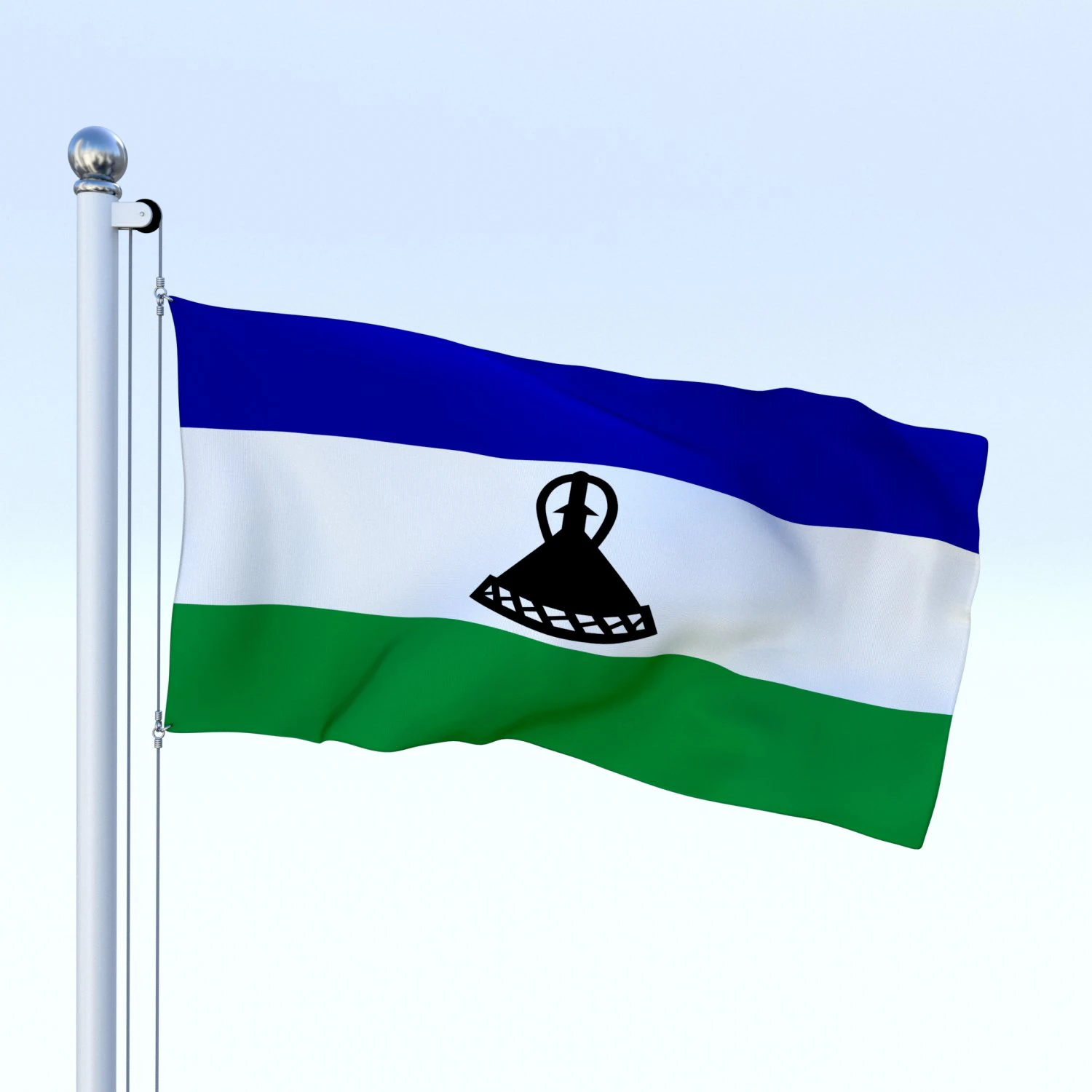 动画莱索托国旗 3D 模型 .c4d .max .obj .3ds .fbx .stl .blend 