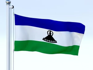 动画莱索托国旗 3D 模型