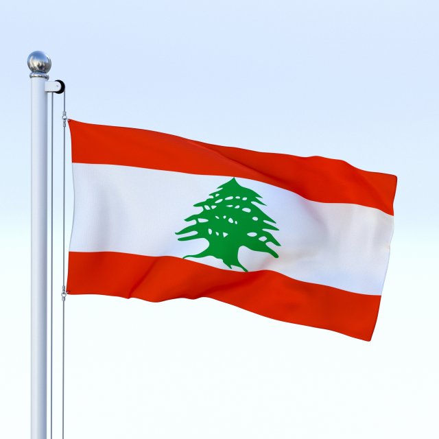 animated lebanon flag 3D Модель .c4d .max .obj .3ds .fbx .stl .blend 