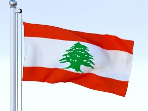 bendera lebanon animasi Model 3D