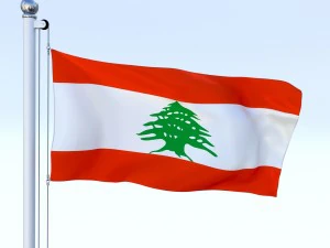 animated lebanon flag 3D Model