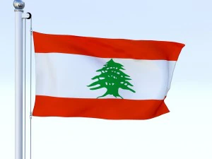 animated lebanon flag 3D Model