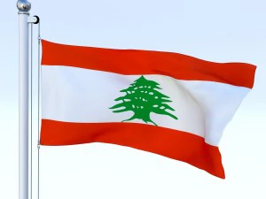 animated lebanon flag 3D Model