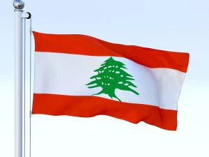 animated lebanon flag 3D Model