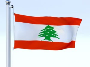 animated lebanon flag 3D Model