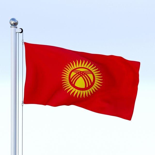 animated kyrgyzstan flag 3D Модель .c4d .max .obj .3ds .fbx .stl .blend 