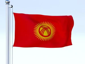 animated kyrgyzstan flag 3D Model