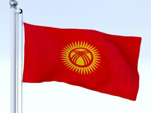 animated kyrgyzstan flag 3D Model