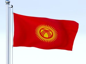 animated kyrgyzstan flag 3D Model