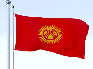 animated kyrgyzstan flag 3D Model