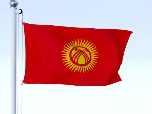 animated kyrgyzstan flag 3D Model