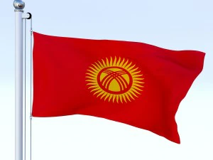 animated kyrgyzstan flag 3D Model