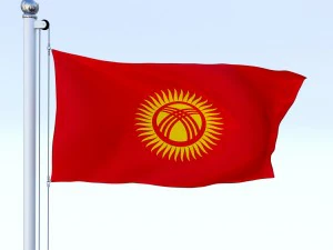animated kyrgyzstan flag 3D Model