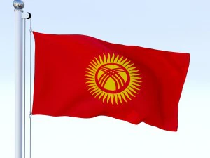 animated kyrgyzstan flag 3D Model