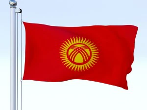 animated kyrgyzstan flag 3D Model