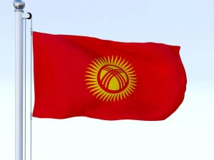 animated kyrgyzstan flag 3D Model