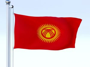 animated kyrgyzstan flag 3D Model