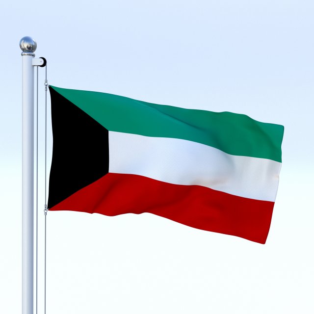 animated kuwait flag Modello 3D .c4d .max .obj .3ds .fbx .stl .blend 