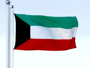 animated kuwait flag 3D Model