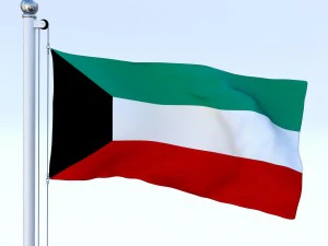 animated kuwait flag 3D Model