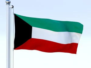 animated kuwait flag 3D Model