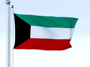 animated kuwait flag 3D Model
