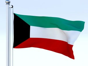 animated kuwait flag 3D Model